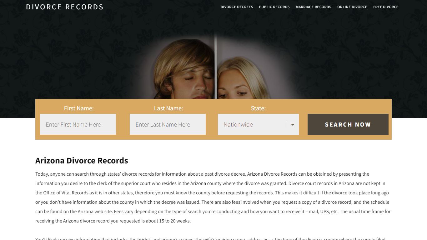 Arizona Divorce Records | Enter Name & Search | 14 Days FREE