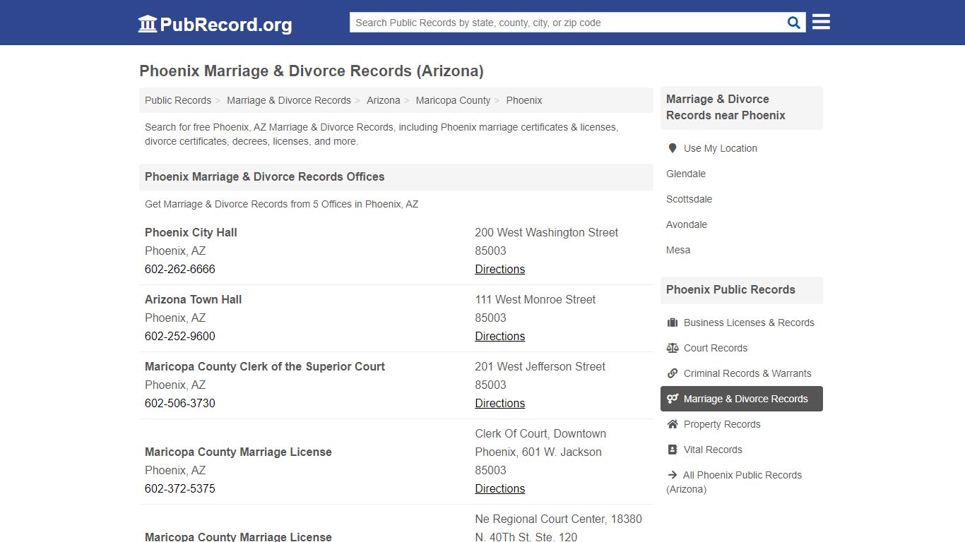 Free Phoenix Marriage & Divorce Records (Arizona Marriage & Divorce ...